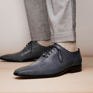 Marco Di Milano Criss Black Stingray Oxford Dress Shoes - Dudes Boutique