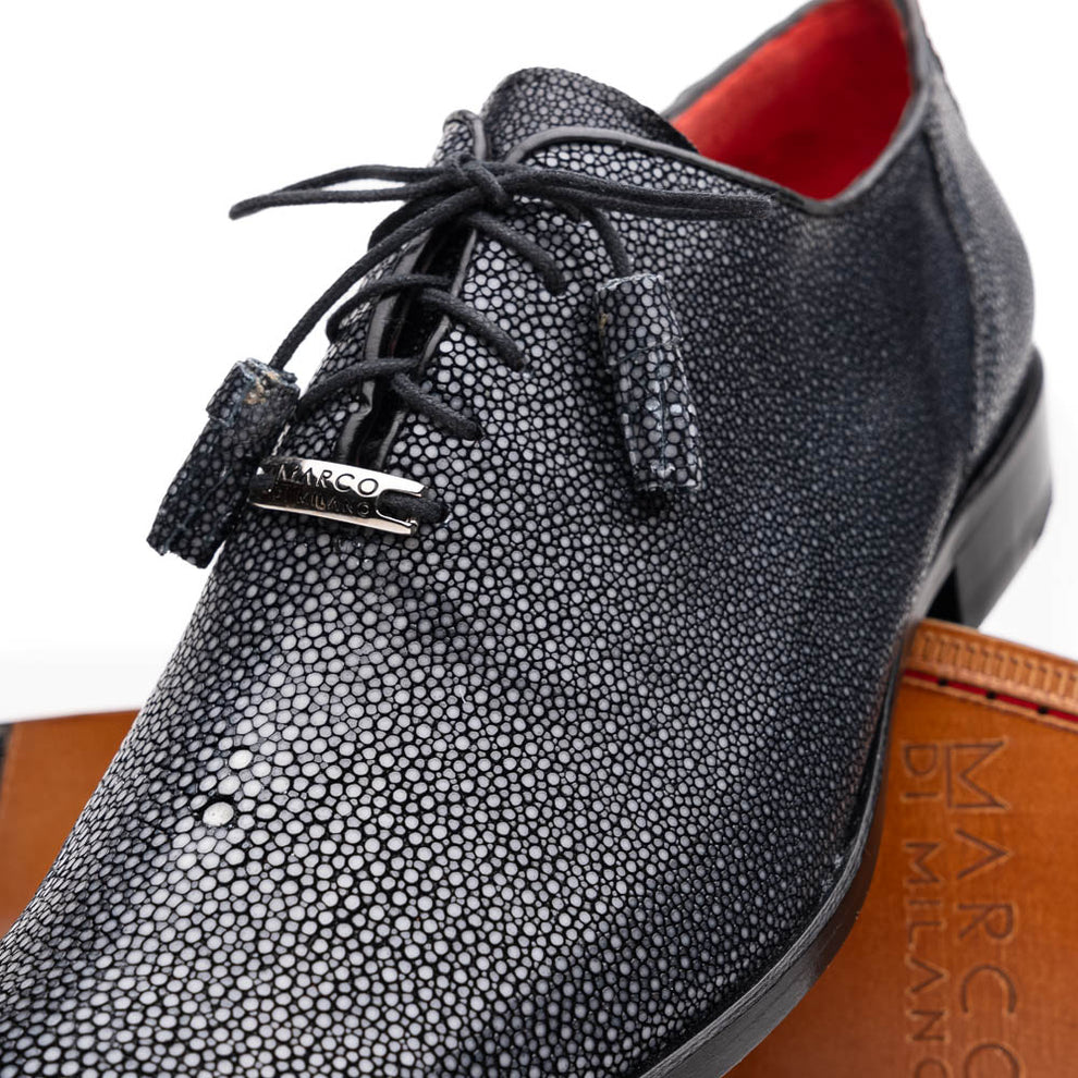 Marco Di Milano Criss Black Stingray Oxford Dress Shoes - Dudes Boutique