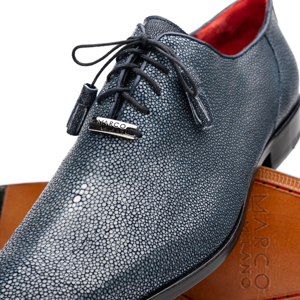 Marco Di Milano Criss Navy Stingray Oxford Dress Shoes - Dudes Boutique