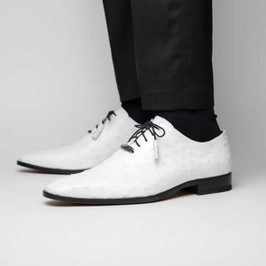 Marco Di Milano Criss White Ostrich Quill Dress Shoes - Dudes Boutique