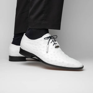 Marco Di Milano Criss White Ostrich Quill Dress Shoes - Dudes Boutique