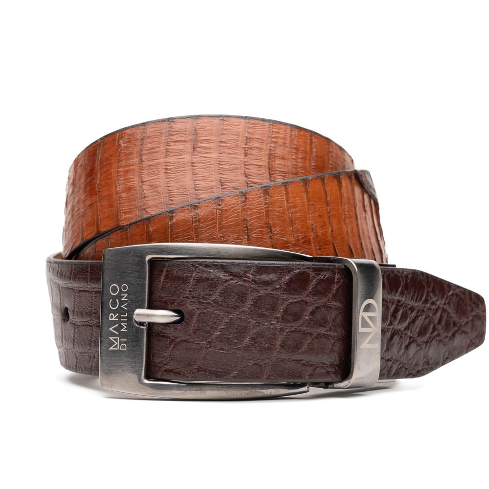 Marco Di Milano EST. 301 Alligator & Cobra Belt Brown/Cognac - Dudes Boutique