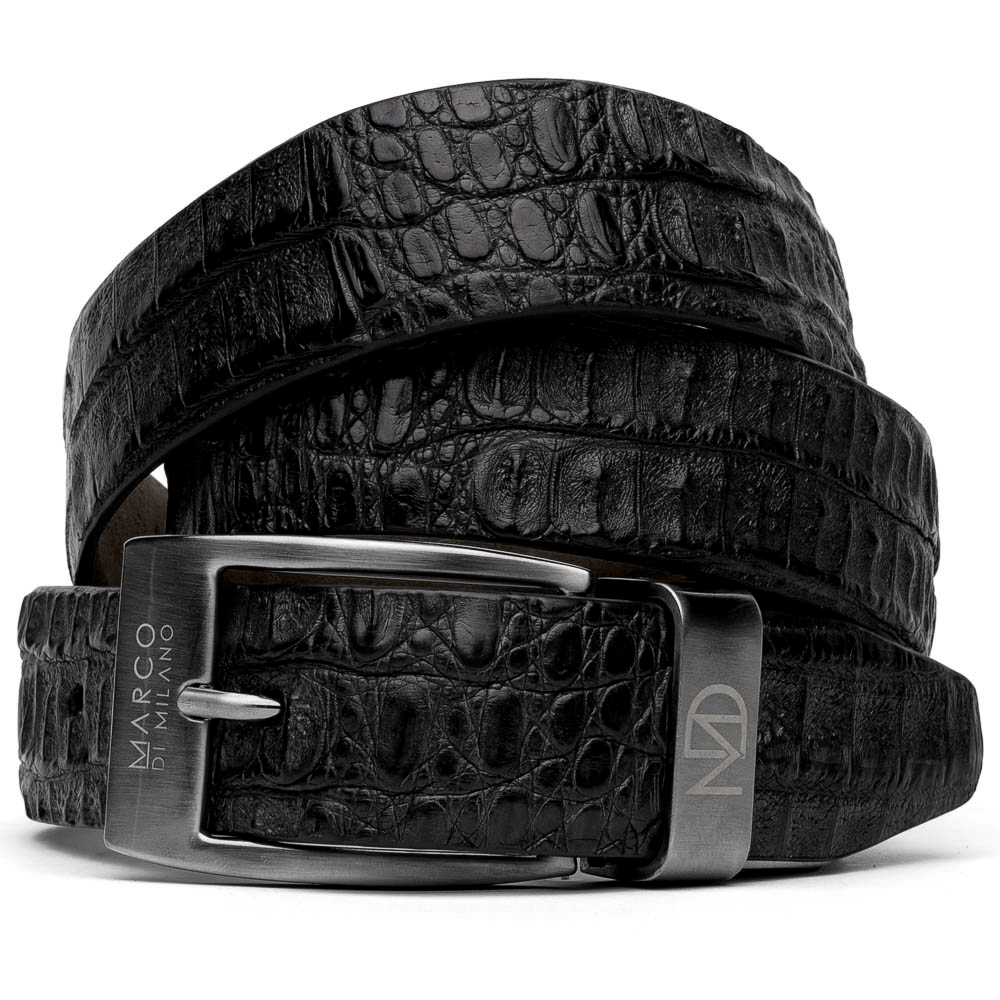 Marco Di Milano Crocodile Belt Black - Dudes Boutique