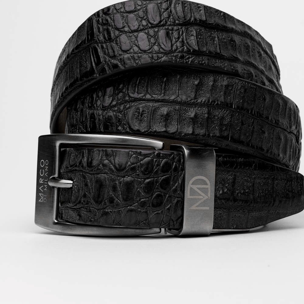 Marco Di Milano Crocodile Belt Black - Dudes Boutique