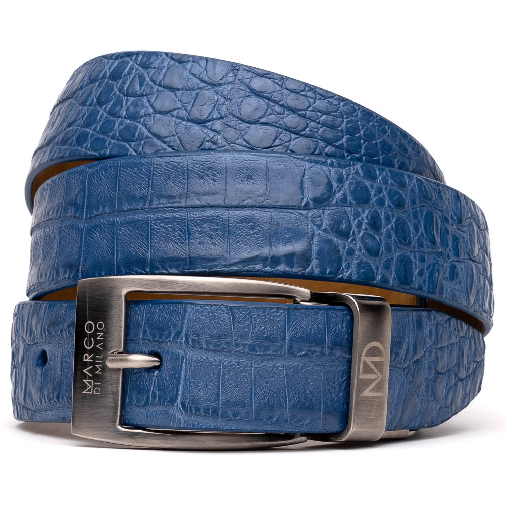 Marco Di Milano Crocodile Belt Blue - Dudes Boutique