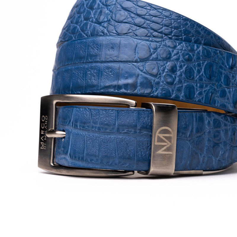 Marco Di Milano Crocodile Belt Blue - Dudes Boutique
