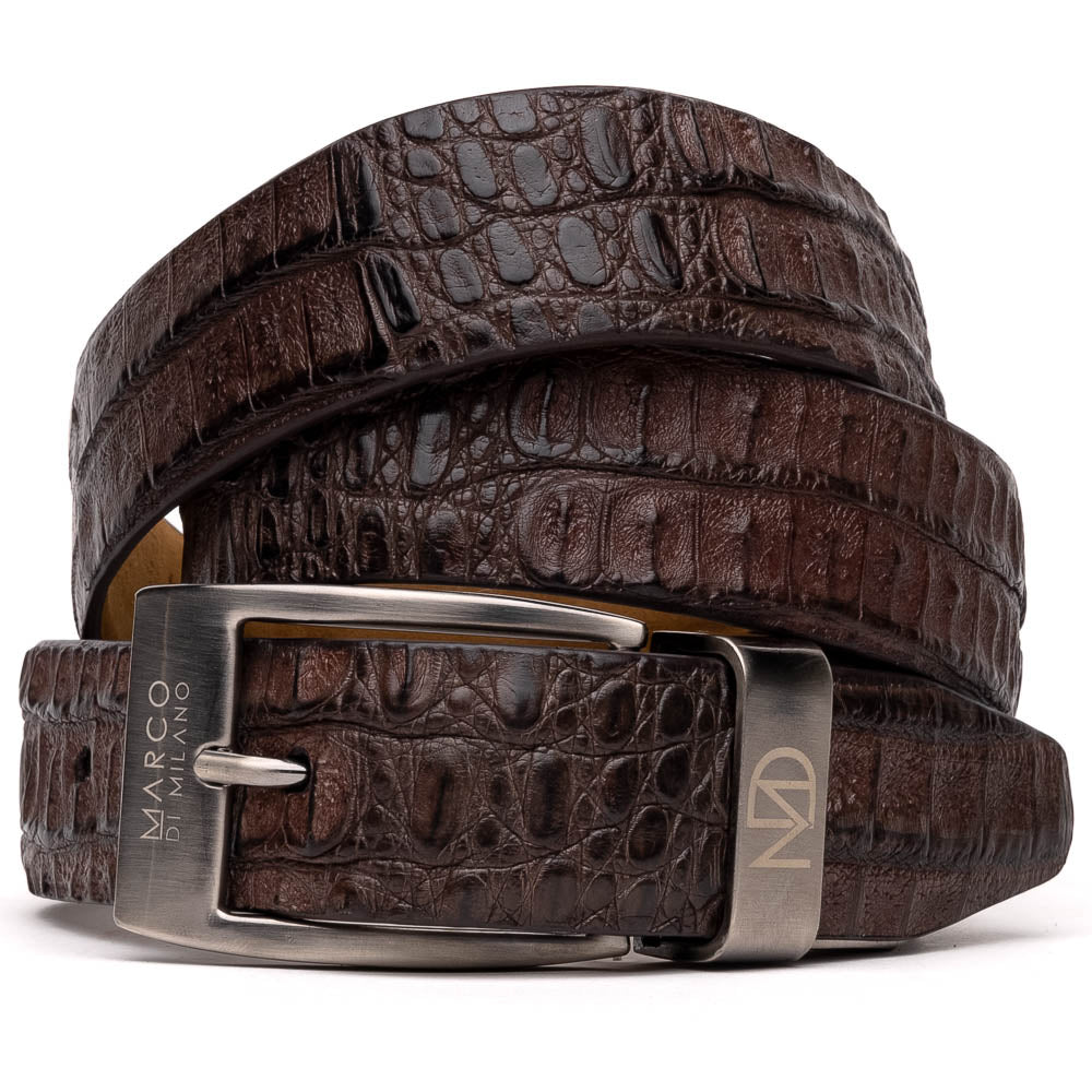 Marco Di Milano Crocodile Belt Brown - Dudes Boutique