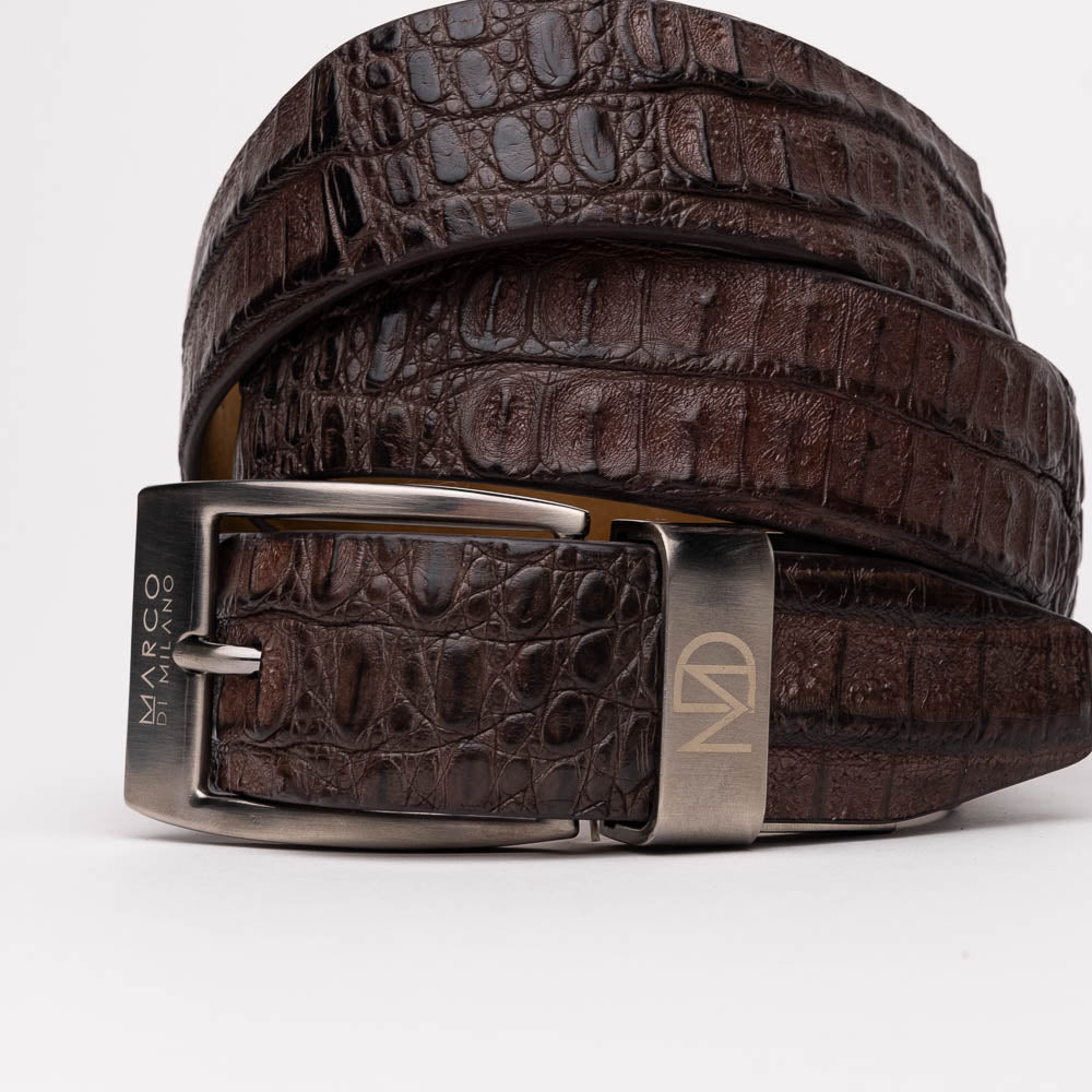 Marco Di Milano Crocodile Belt Brown - Dudes Boutique