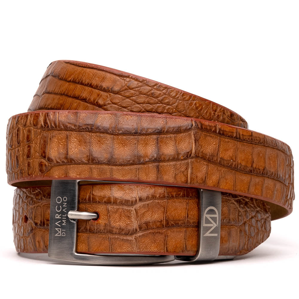 Marco Di Milano Crocodile Belt Cognac - Dudes Boutique