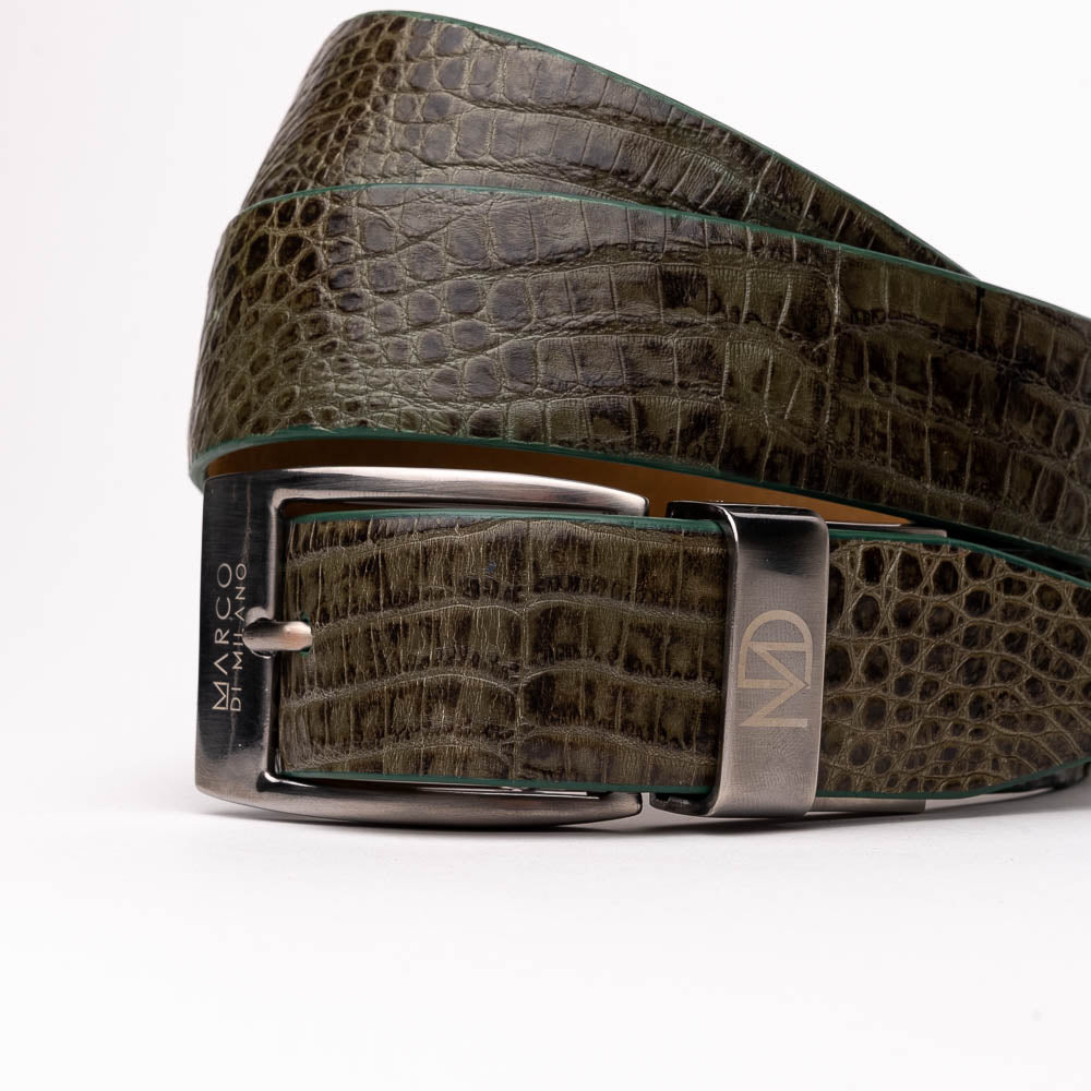 Marco Di Milano Crocodile Belt Green - Dudes Boutique