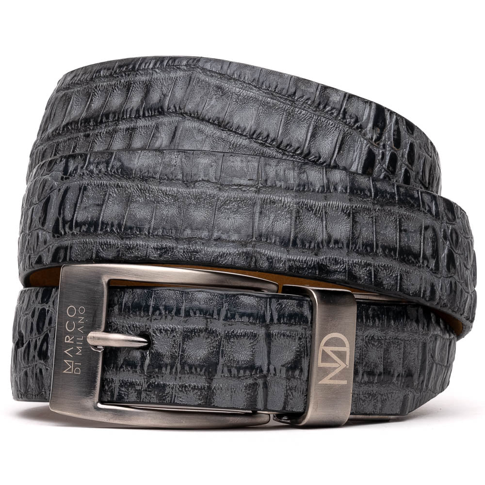 Marco Di Milano Crocodile Belt Grey - Dudes Boutique