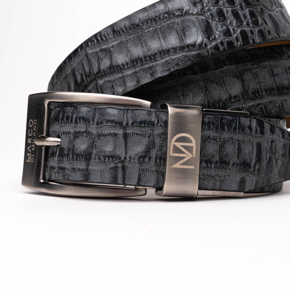 Marco Di Milano Crocodile Belt Grey - Dudes Boutique