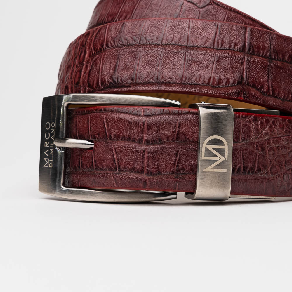 Marco Di Milano Crocodile Belt Wine - Dudes Boutique