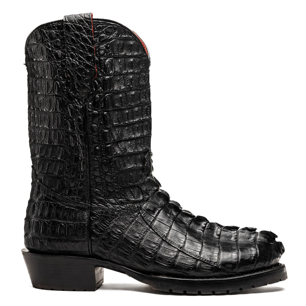 Marco Di Milano Marlboro Black Hornback Crocodile Tail Tractor Sole Cowboy Boots - Dudes Boutique