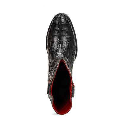Marco Di Milano Marlboro Black Hornback Crocodile Tail Tractor Sole Cowboy Boots - Dudes Boutique