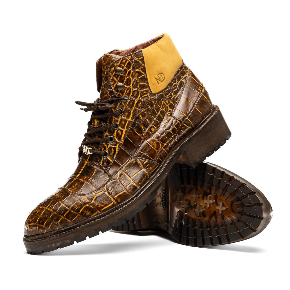 Marco Di Milano Potenza Mustard/Brown Alligator Boot - Dudes Boutique