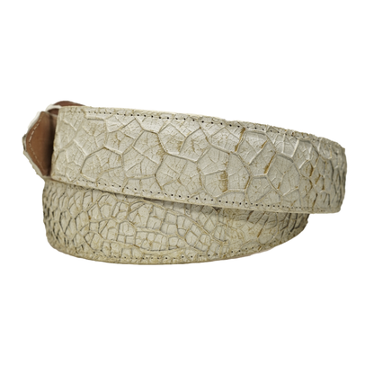 Los Altos Leather Bone White/Gold Fossil Pattern Belt