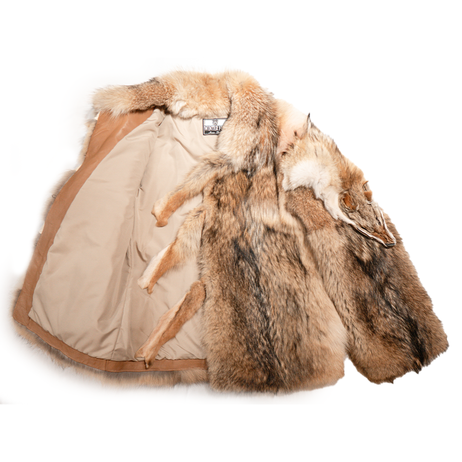 Kashani Natural Coyote Head 3/4 Fur Coat - Dudes Boutique