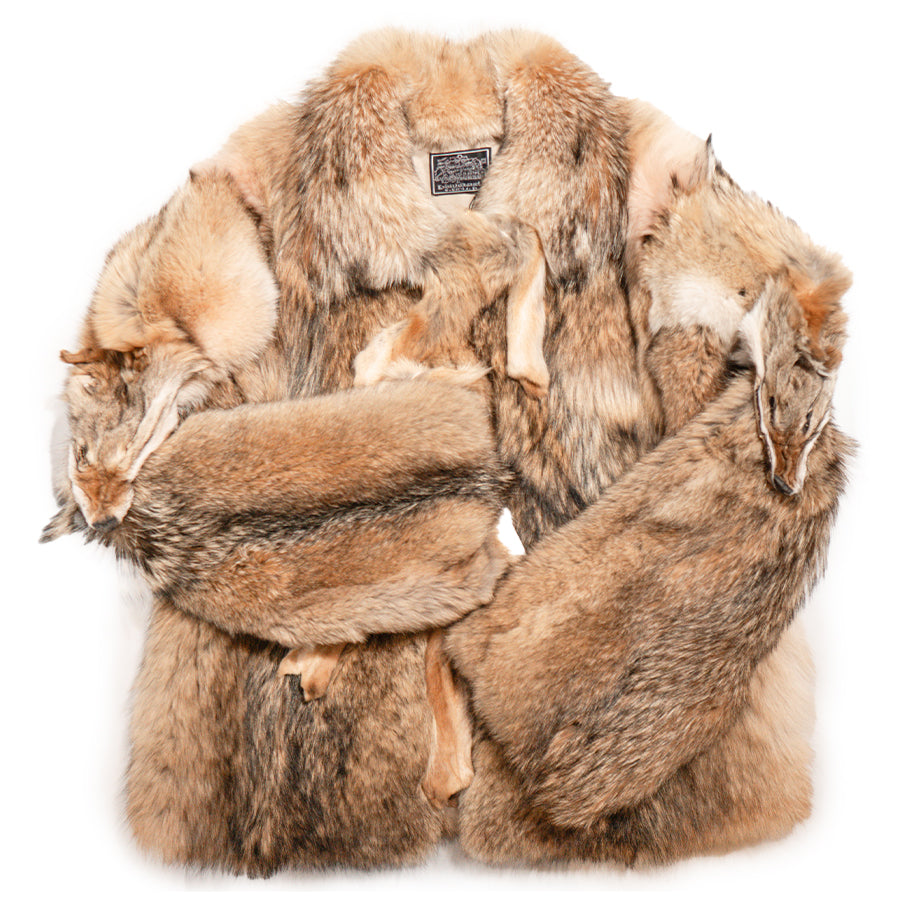 Kashani Natural Coyote Head 3/4 Fur Coat - Dudes Boutique