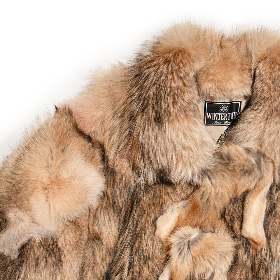 Kashani Natural Coyote Head 3/4 Fur Coat - Dudes Boutique