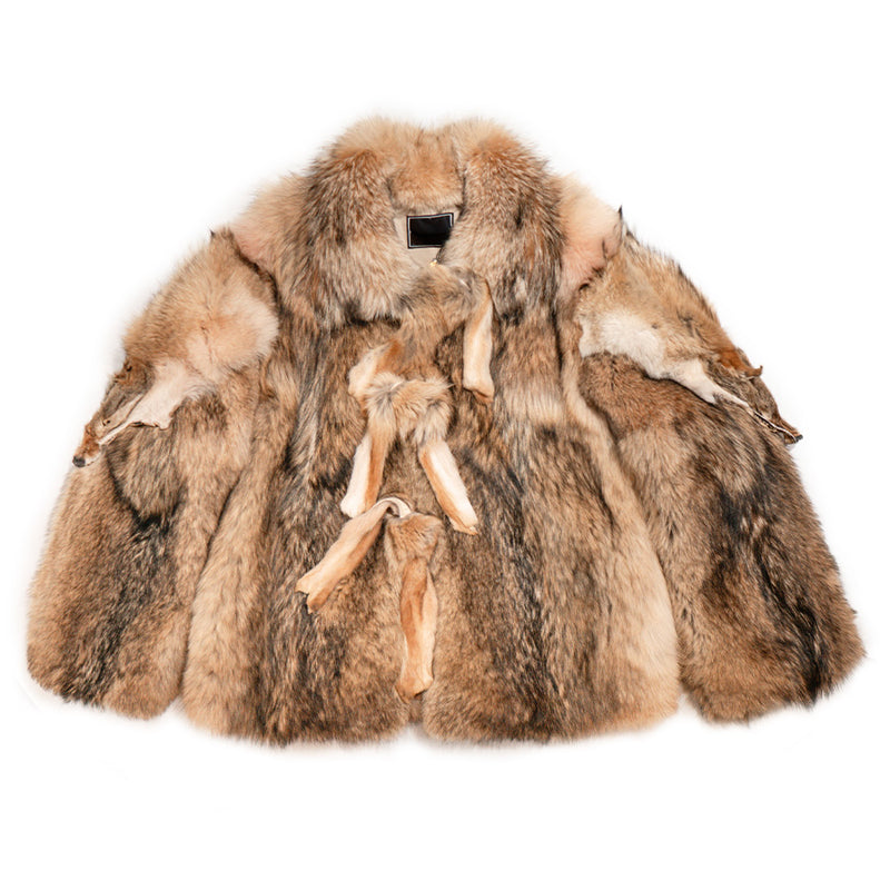 Kashani Natural Coyote Head 3/4 Fur Coat - Dudes Boutique