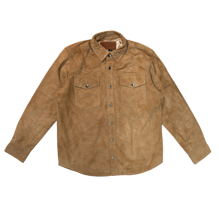 Kashani Tan Suede Button Up Shirt - Dudes Boutique