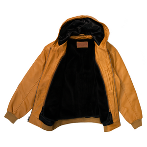 Kashani Buttercup Hooded Lambskin Bomber Jacket - Dudes Boutique