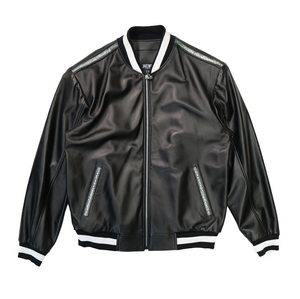 Kashani Black Stingray Lined Lambskin MA-1 Bomber Jacket - Dudes Boutique