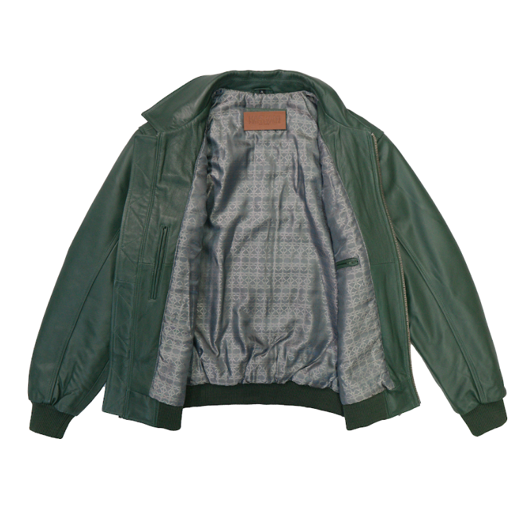 Kashani Emerald Green Lambskin Bomber Jacket - Dudes Boutique