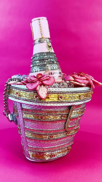 Mary Frances Champagne On Ice beaded handbag shaped like a champagne bucket