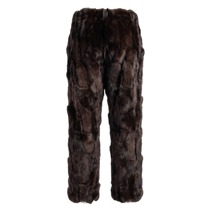Kashani Men's Brown Diamond Cut Fox Fur Pants