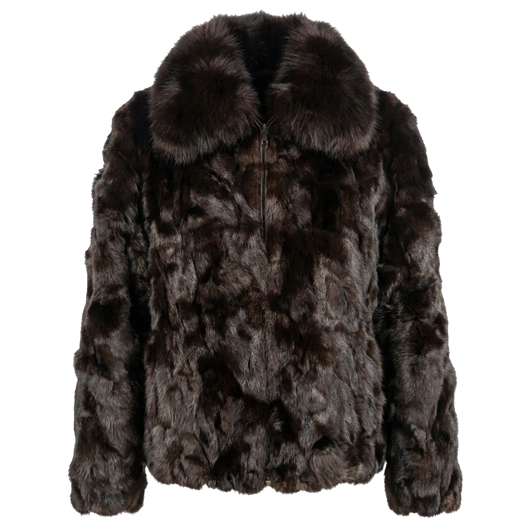 Kashani Men's Brown Diamond Cut Fox Fur Coat