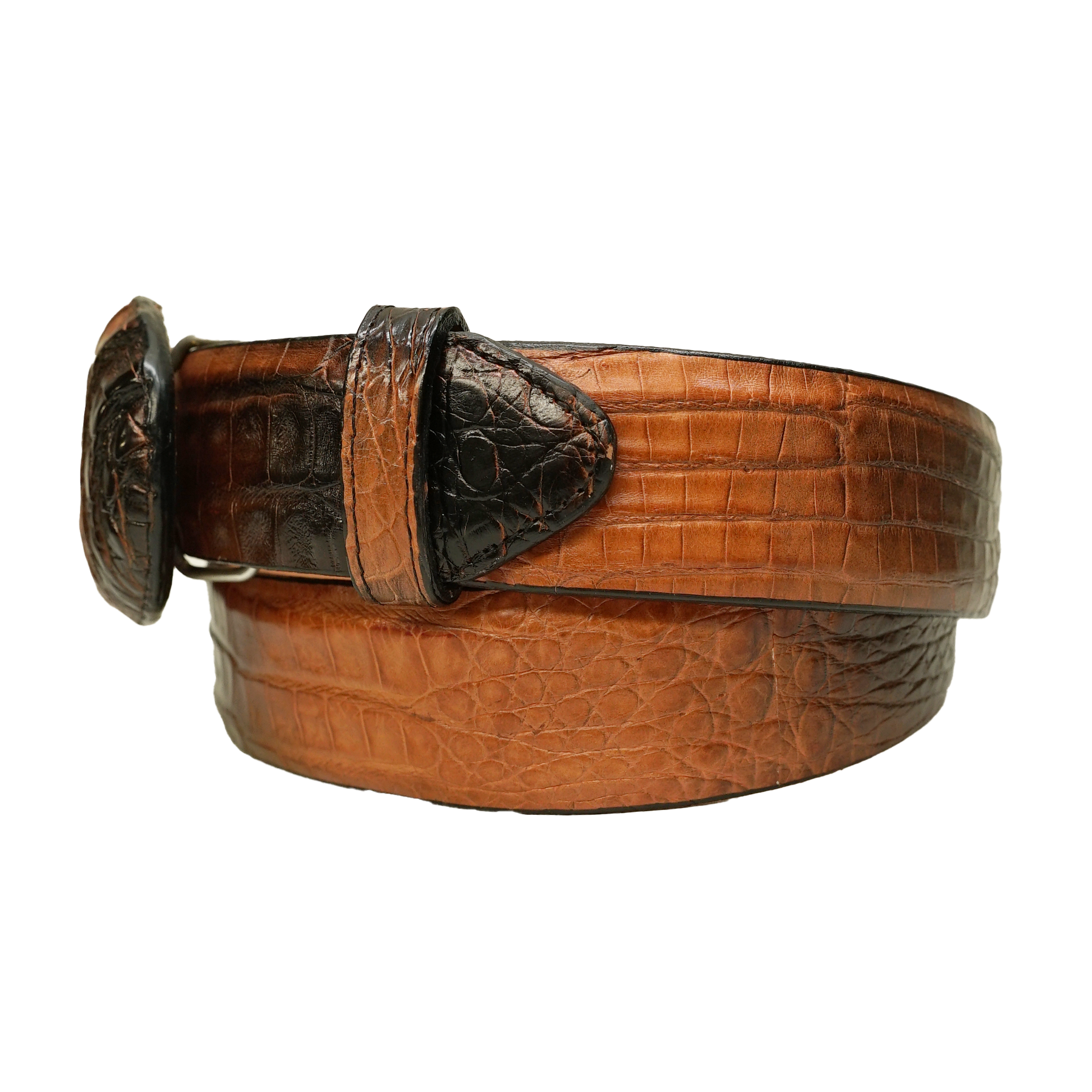 Los Altos Caiman Crocodile Hornback Cognac/Black Belt
