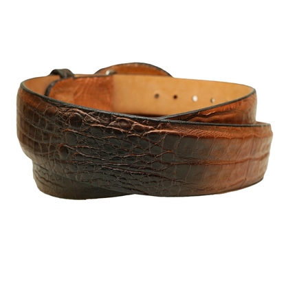 Los Altos Caiman Crocodile Hornback Cognac/Black Belt