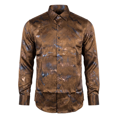 DeNiko Brown Crystal Dress Shirt