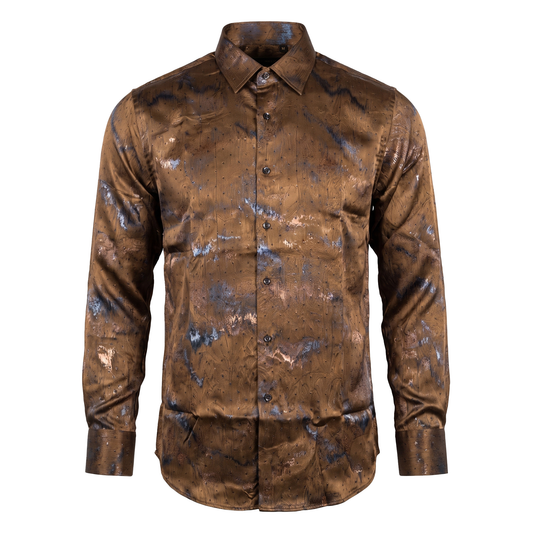 DeNiko Brown Crystal Dress Shirt