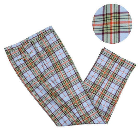 Prestige PLD-705 L. Blue Plaid High End Pants