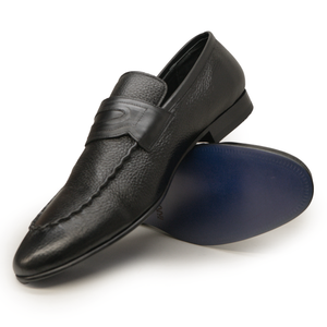 Kashani Black Deer Skin Penny Loafers - Dudes Boutique