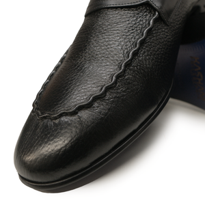 Kashani Black Deer Skin Penny Loafers - Dudes Boutique