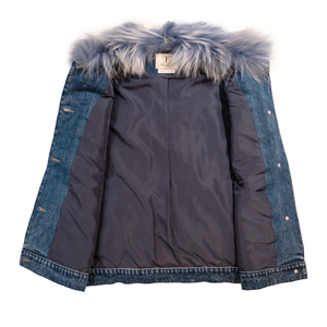 Kashani Women's Distressed Denim Fox Fur Vest - Dudes Boutique