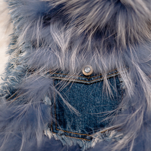 Kashani Women's Distressed Denim Fox Fur Vest - Dudes Boutique