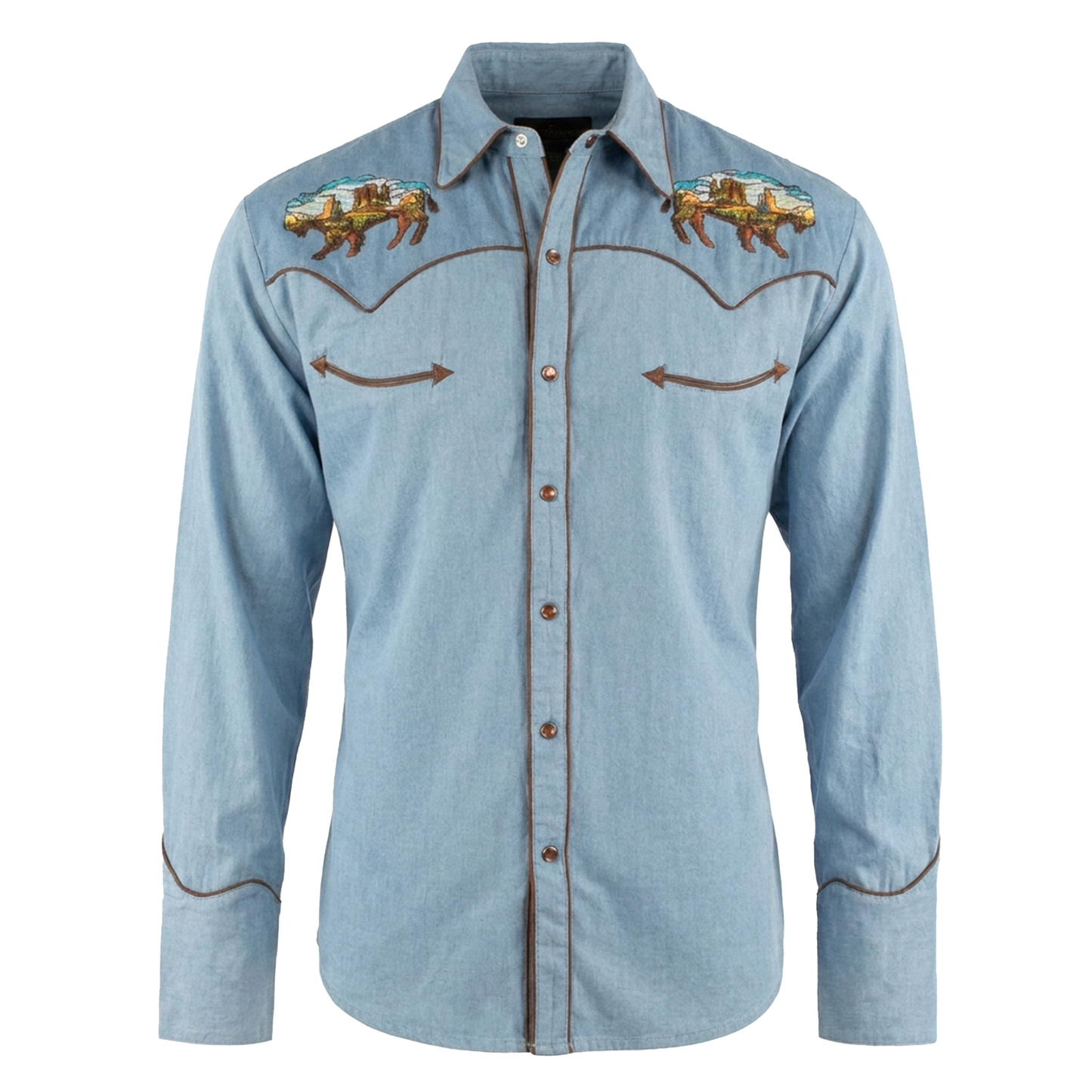 Scully Men’s Buffalo Desert Embroidered Western Shirt