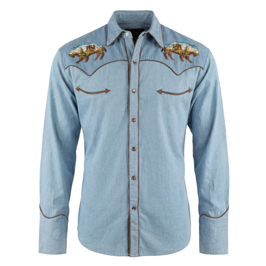 Scully Men’s Buffalo Desert Embroidered Western Shirt