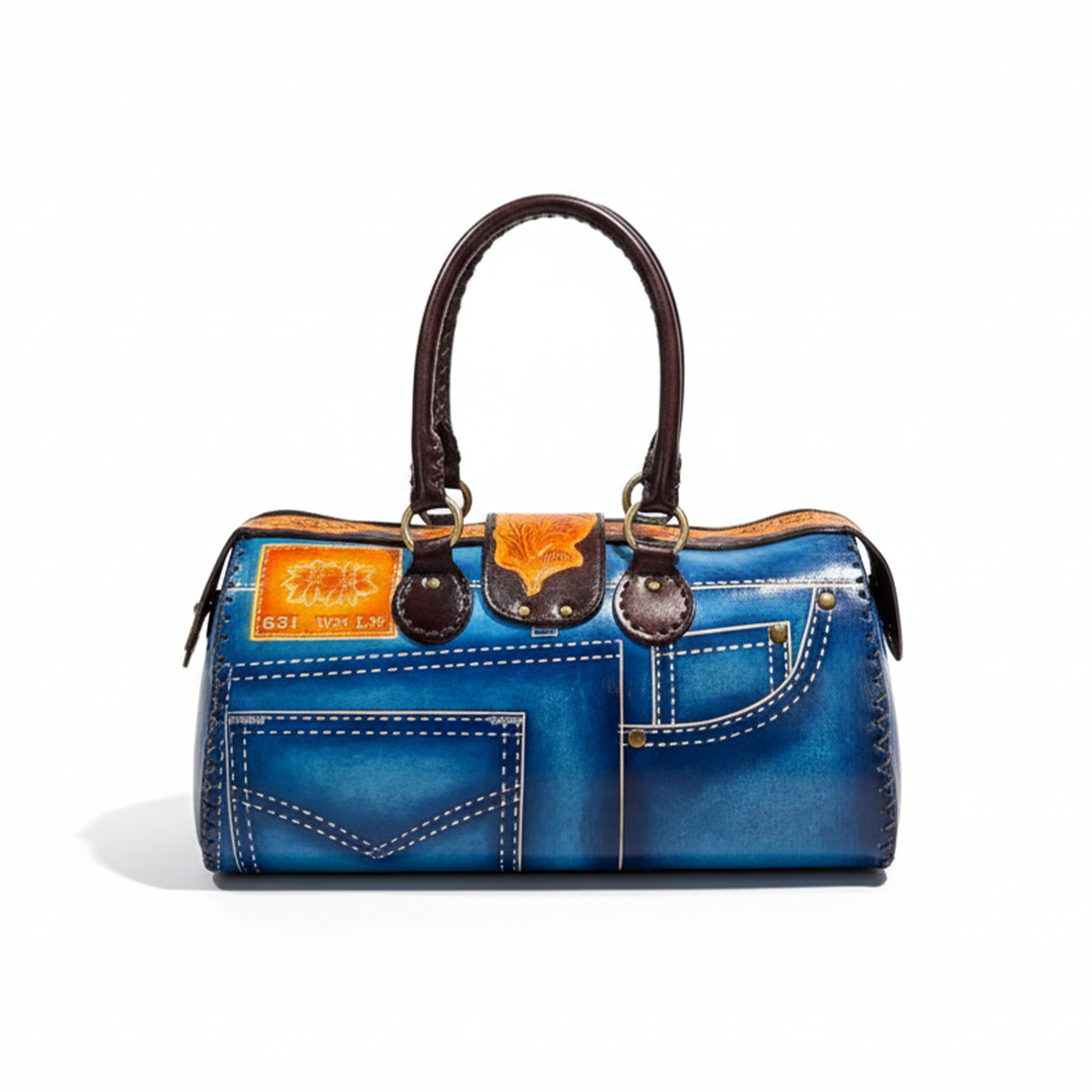 Kashani Handcrafted Blue Jean Leather Mini Bag