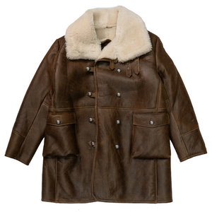 Kashani Brown Double Breasted Patch Pocket 3/4 Shearling Coat - Dudes Boutique