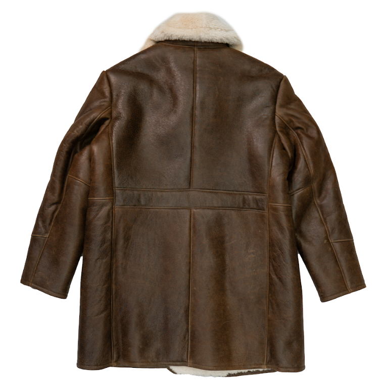 Kashani Brown Double Breasted Patch Pocket 3/4 Shearling Coat - Dudes Boutique