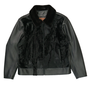 Kashani Black Persian Lamb Mink Collar Lambskin Jacket - Dudes Boutique