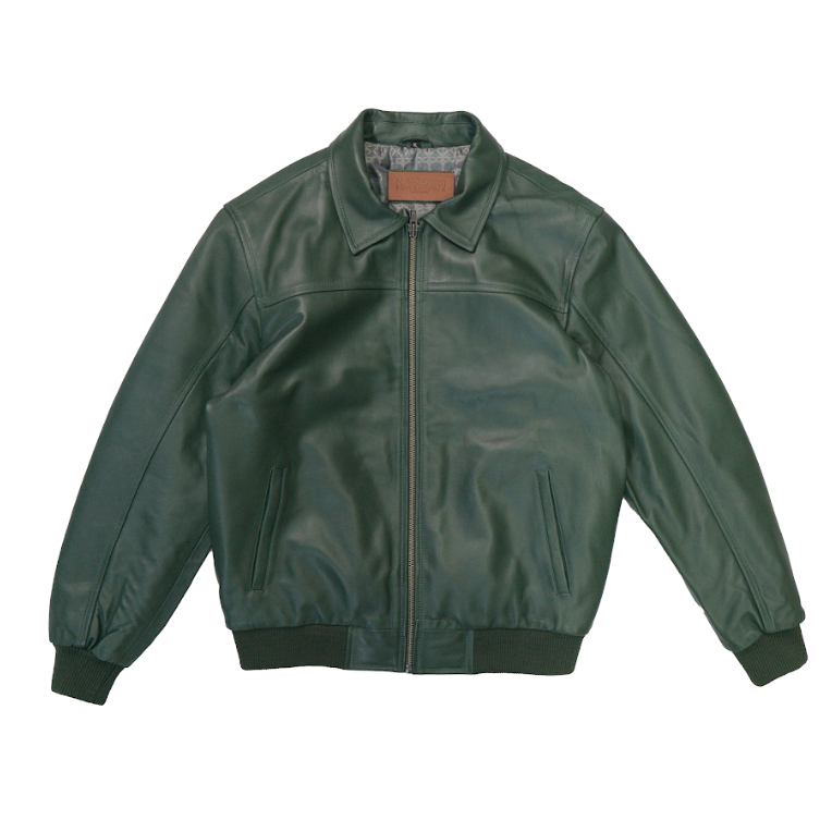 Kashani Emerald Green Lambskin Bomber Jacket - Dudes Boutique