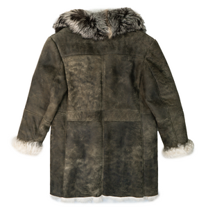 Kashani Natural Red/Silver Fox Fur / Mongolian Lamb Shearling Trench Coat - Dudes Boutique