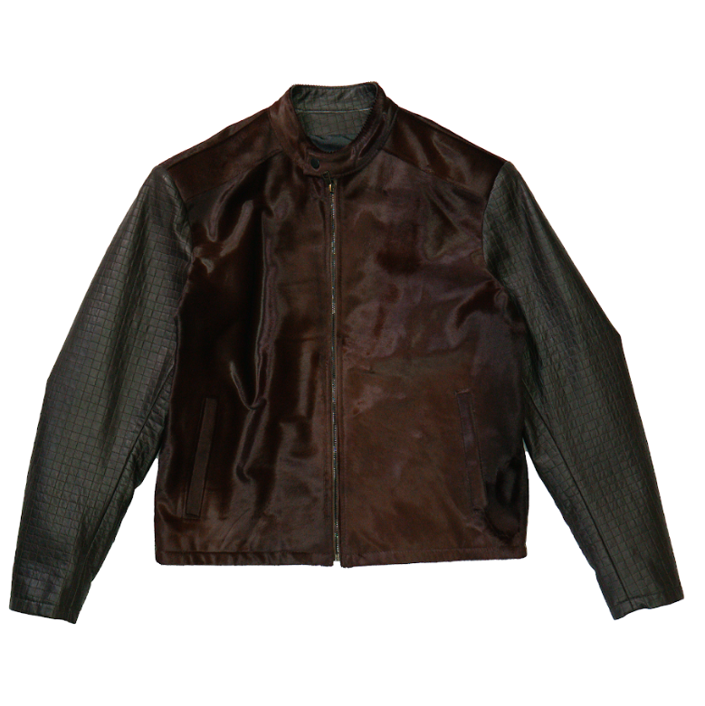 Kashani Brown Pony Hair Quilted Lambskin Jacket - Dudes Boutique